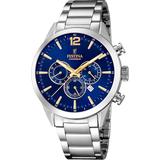 Relógio festina timeless chronograph f20343/2 azul pulseira de aço, homem