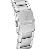 Relógio festina timeless chronograph f20343/2 azul pulseira de aço, homem