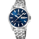 Relógio festina classics f20357/3 azul com correia de aço, homem
