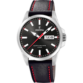 Relógio festina classics f20358/4 preto com correia de couro, para homem.