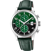 Relógio festina f20375/8 verde com correia de couro, masculino