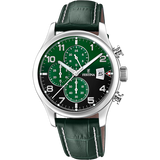 Relógio festina f20375/8 verde com correia de couro, masculino