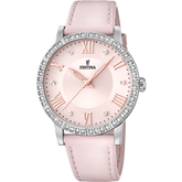 Relógio festina coleção boyfriend f20412/2 pulseira de couro rosa, mulher
