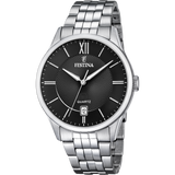 Relógio festina classics f20425/3 preto com correia de aço, para homem.