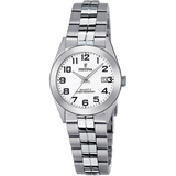 Relógio festina classics f20438/1 branco com correia de aço, mulher