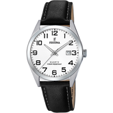 Relógio festina classics f20446/1 branco com correia de couro, homem