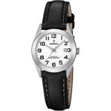 Relógio festina classics f20447/1 branco com correia de couro, mulher