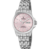 Relógio festina classics f20455/2 com pulseira de aço rosa, para mulher.
