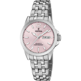 Relógio festina classics f20455/2 com pulseira de aço rosa, para mulher.