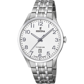 Relógio festina titanium f20466/1-1 branco com correia de titânio, para homem