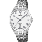 Relógio festina titanium f20466/1-1 branco com correia de titânio, para homem