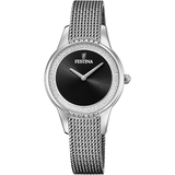 Relógio Festina Mademoiselle F20494/3 preto com bracelete de aço, mulher.