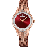 Relógio Festina Mademoiselle F20496/1 Vermelho com Bracelete de Aço, Mulher