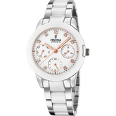 Relógio Festina Ceramic F20497/1 Branco com Bracelete de Aço, Mulher