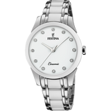 Relógio festina ceramic f20499/1 branco com correia de aço, feminino