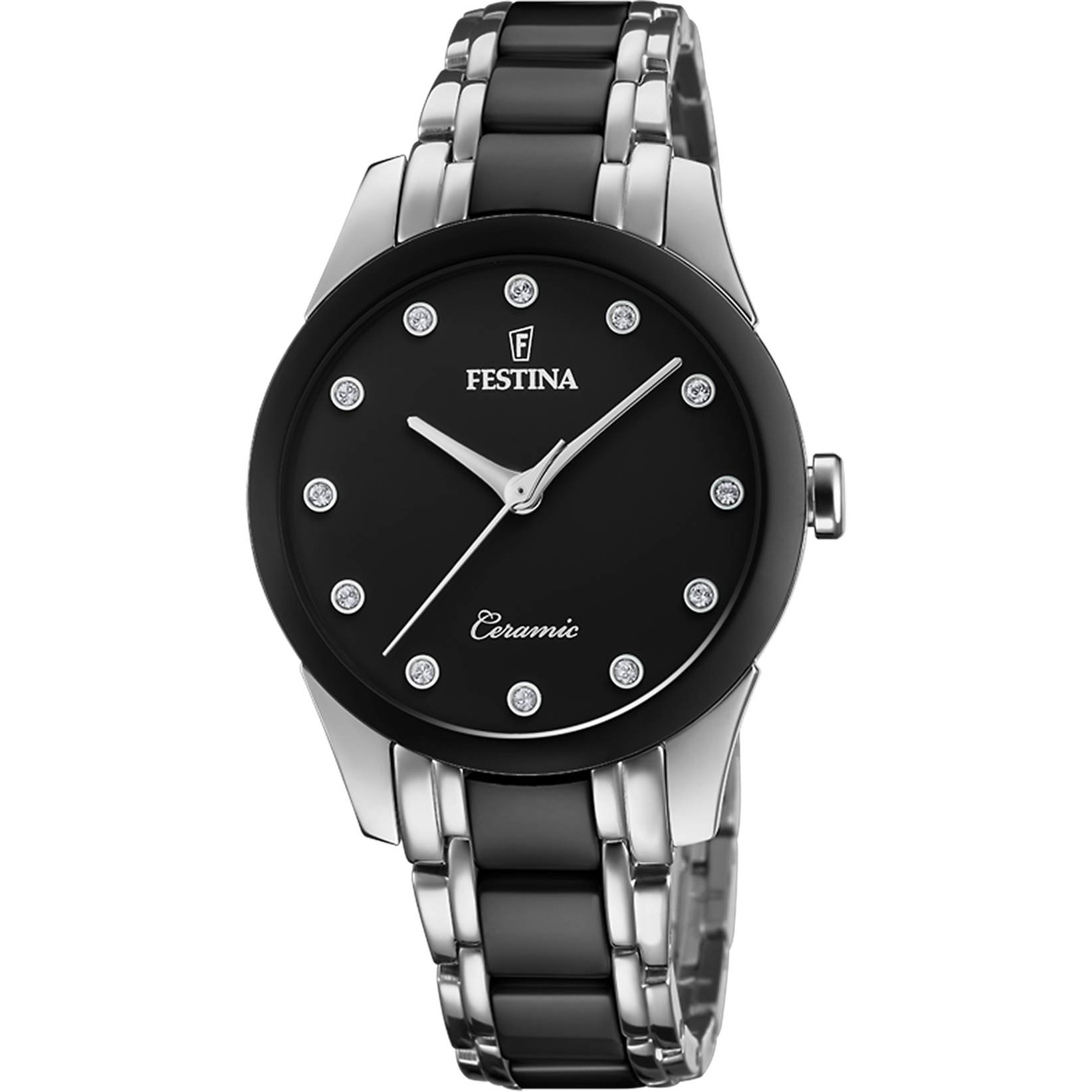Relógio festina ceramic f20499/3 preto com correia de aço, para mulher._PRODUCT