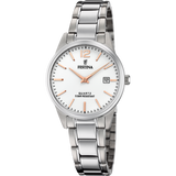 Relógio festina classics f20509/2 prateado com correia de aço, mulher