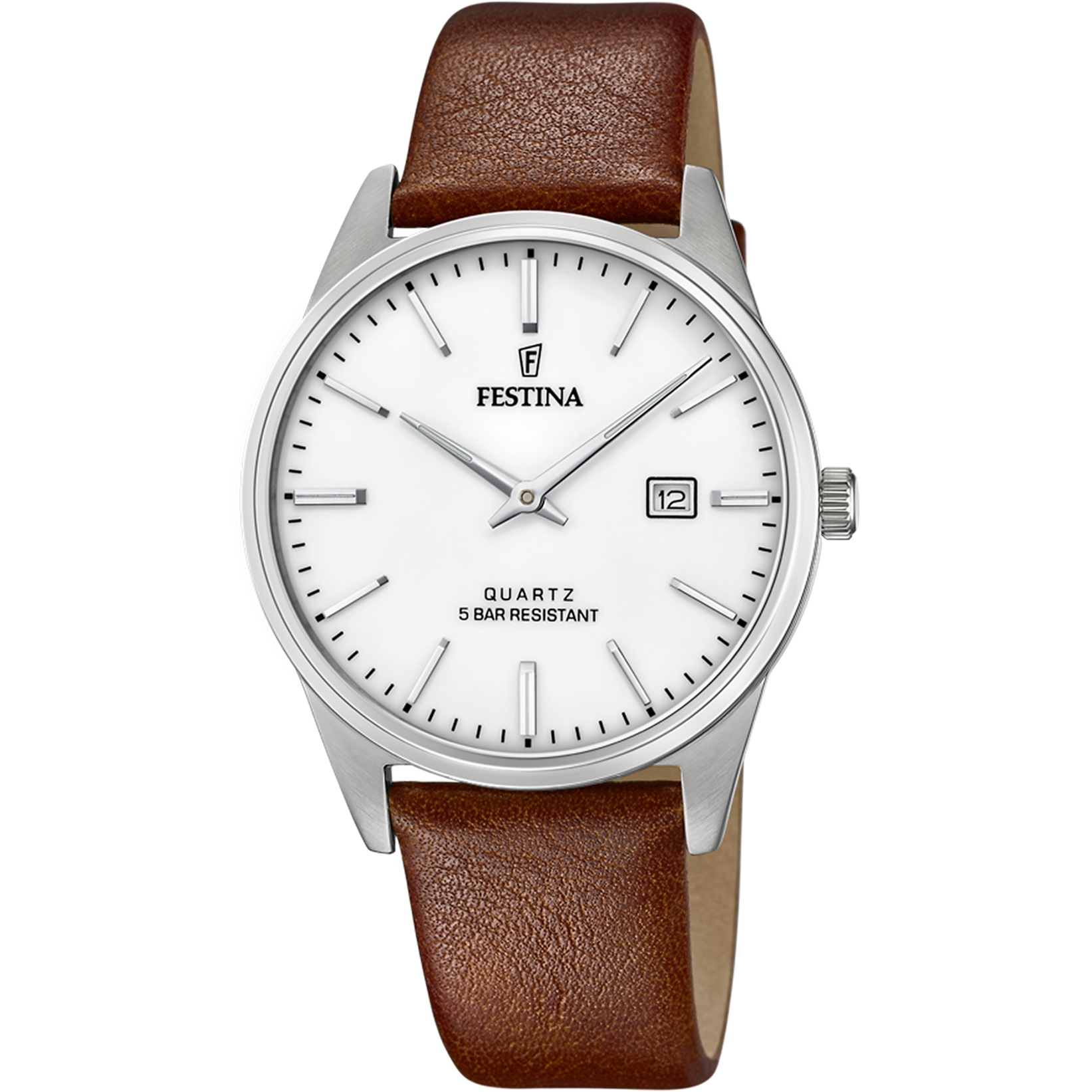 Relógio festina classics f20512/2 prateado com correia de couro, homem._PRODUCT