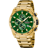 Relógio Festina Timeless Chronograph F20541/3 Verde com Bracelete de Aço, Masculino