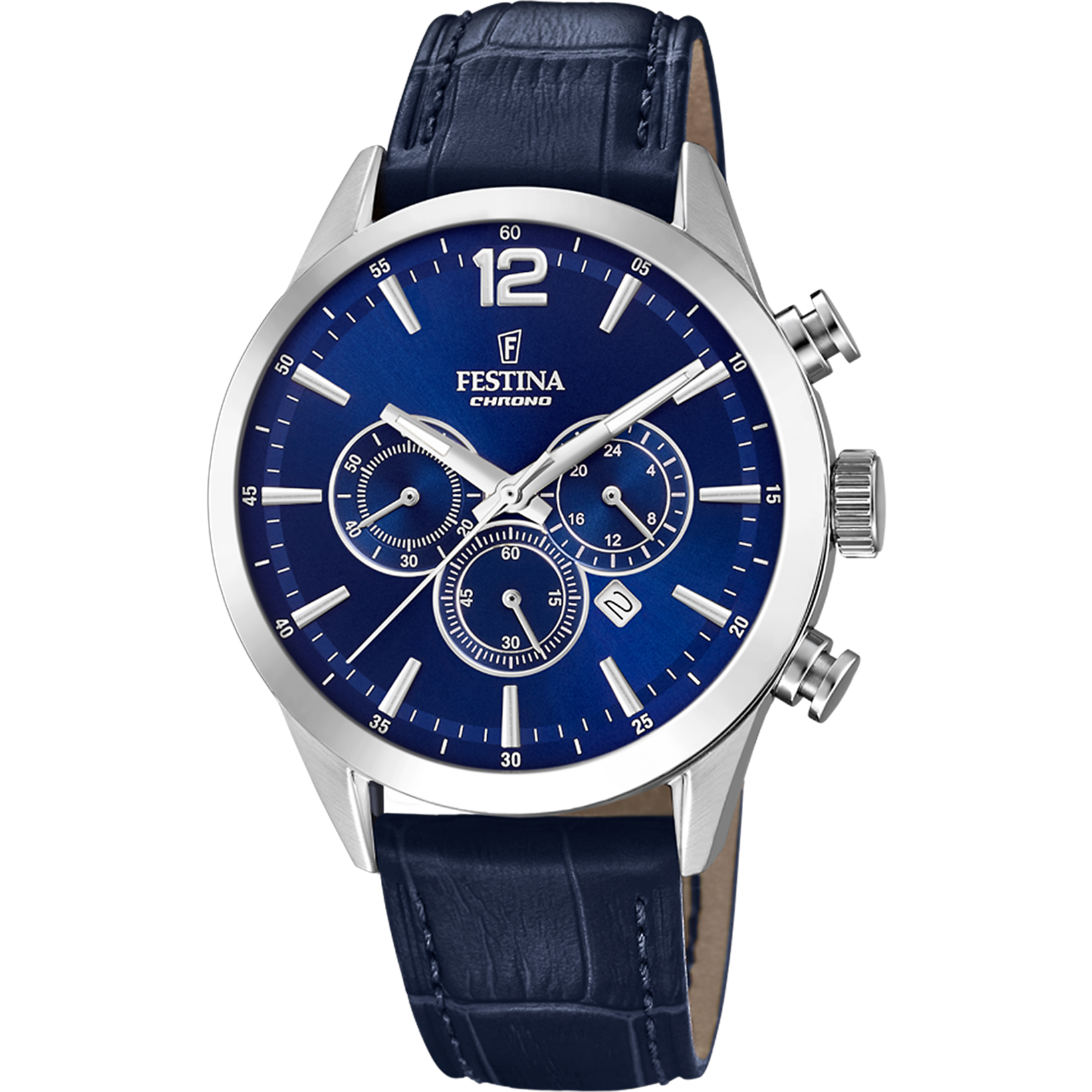 Relógio festina timeless chronograph f20542/2 azul com correia de couro, homem._PRODUCT