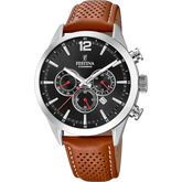 Relógio Festina Timeless Chronograph F20542/6 Preto com Pulseira de Couro, Masculino