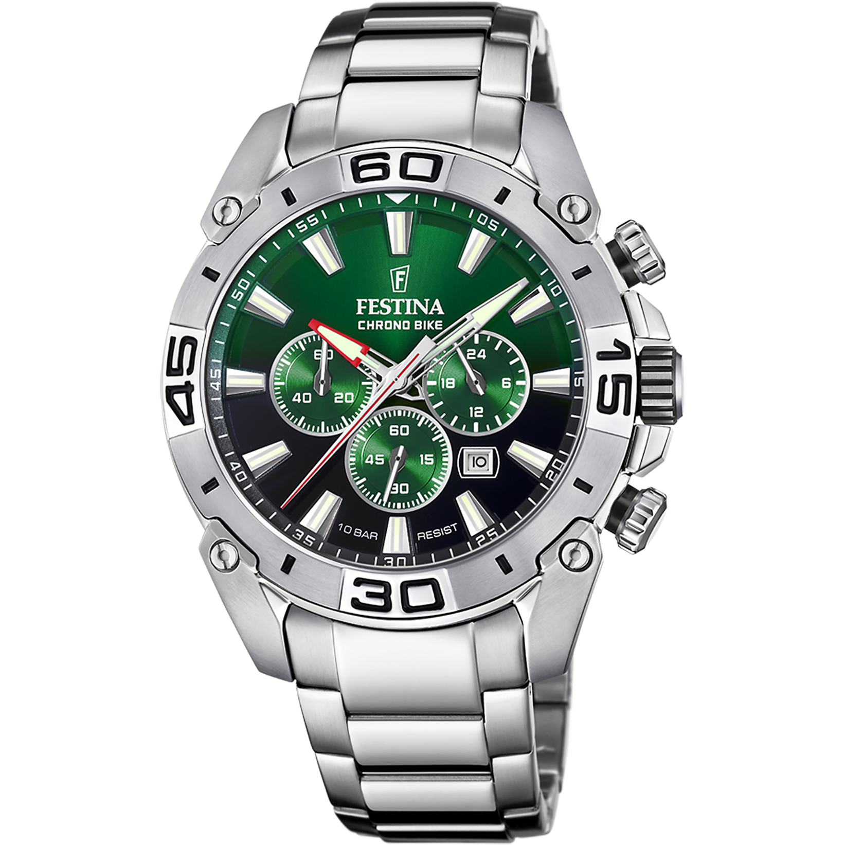 Relógio festina chrono bike 2021 f20543/3 verde com correia de aço, masculino_PRODUCT