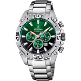 Relógio festina chrono bike 2021 f20543/3 verde com correia de aço, masculino
