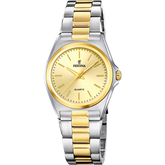 Relógio festina de aço clássico f20556/3-1 champanhe pulseira de aço, mulher