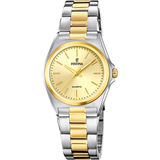 Relógio festina de aço clássico f20556/3-1 champanhe pulseira de aço, mulher