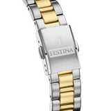 Relógio festina de aço clássico f20556/3-1 champanhe pulseira de aço, mulher