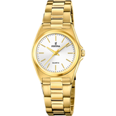 Relógio festina de aço clássico f20557/2 branco com correia de aço, para mulher.