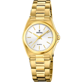 Relógio festina de aço clássico f20557/2 branco com correia de aço, para mulher.