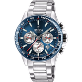 Relógio festina f20560/2 azul com correia de aço, masculino