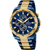 Relógio festina f20564/1 azul com correia de aço, homem