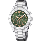 Relógio festina boyfriend collection f20603/5-1 verde pulsera de 316l de aço inoxidável, mulher
