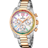 Relógio festina f20608/2 branco com correia de aço, mulher