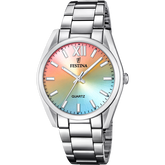 Relógio festina f20622/h multicolorado pulsera de 316l de aço inoxidável, mulher