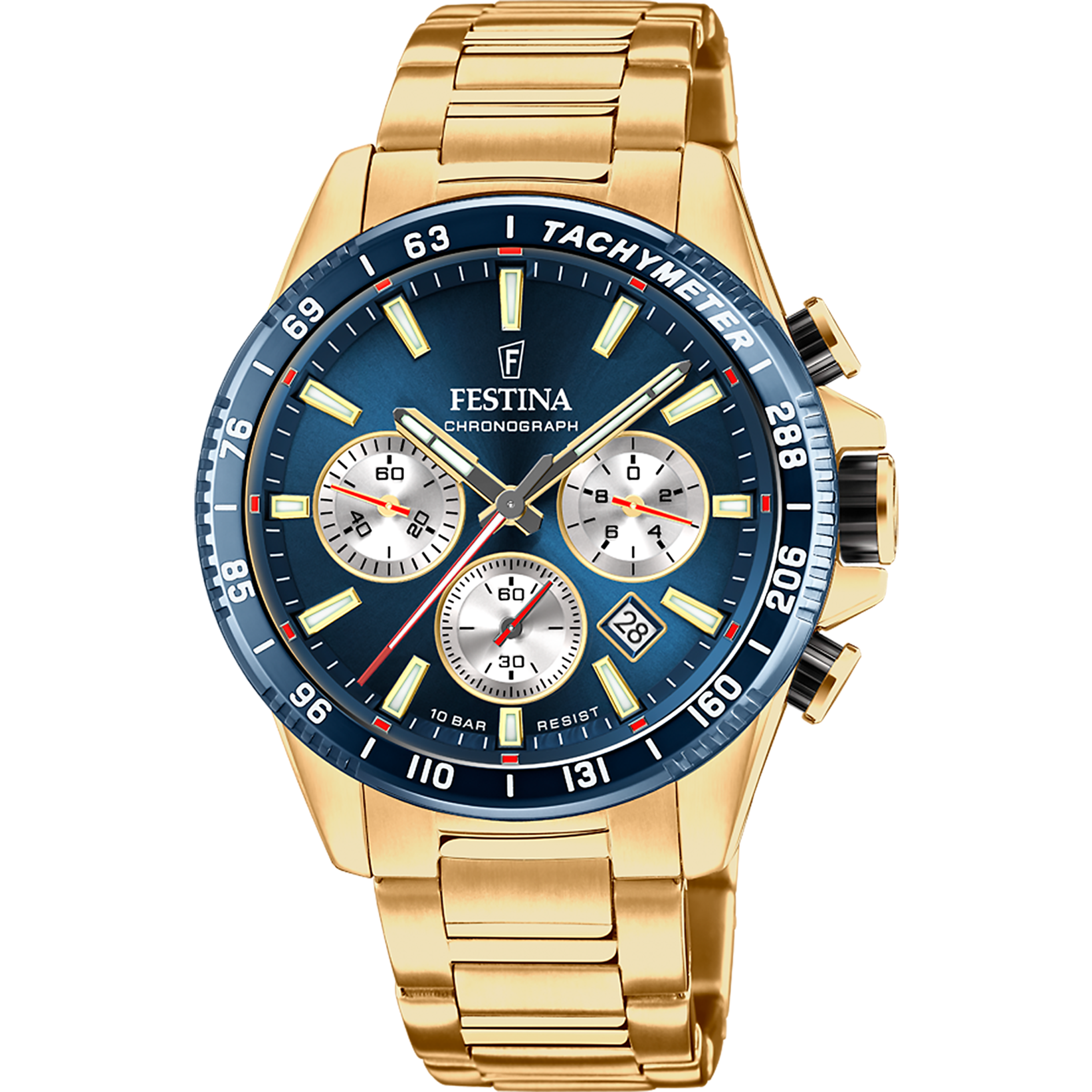 Relógio festina timeless chronograph f20634/2 azul pulseira de aço inoxidável, masculino_PRODUCT