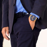 Relógio festina timeless chronograph f20634/2 azul pulseira de aço inoxidável, masculino_LIFESTYLE