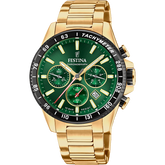 Relógio festina timeless chronograph f20634/4 verde com correia de aço inoxidável, masculino._PRODUCT