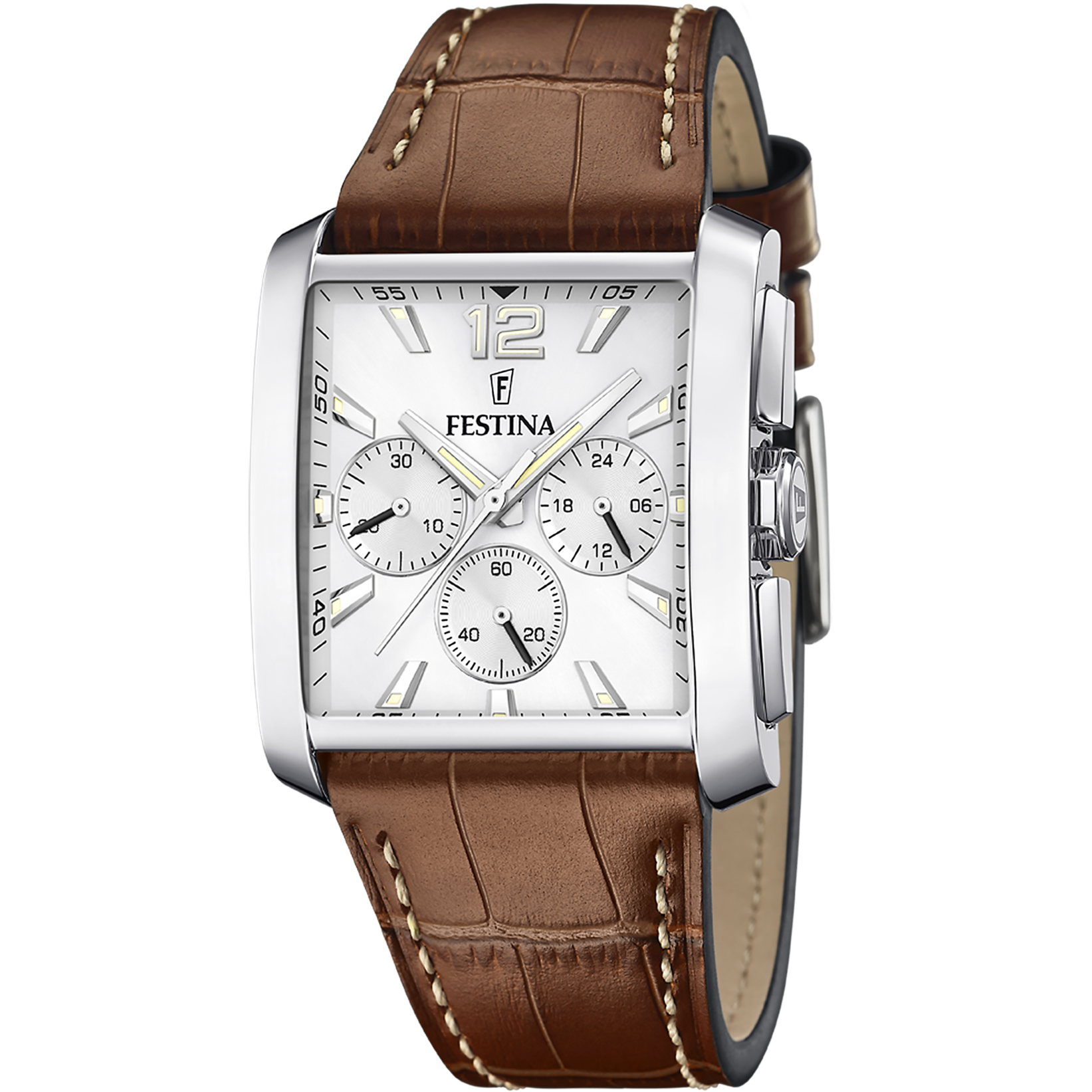 Relógio festina f20636/1 prateado cinza com correia de couro, homem._PRODUCT
