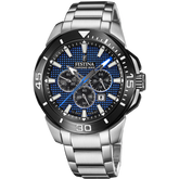 Relógio festina chrono bike f20641/2 azul com correia de aço inoxidável 316l, masculino.