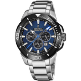 Relógio festina chrono bike f20641/2 azul com correia de aço inoxidável 316l, masculino.