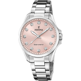 Festina energia solar f20654/2 rosa aço inoxidável 316l, mulher