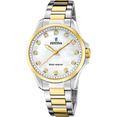 Festina energia solar f20655/1 creme aço inoxidável 316l, mulher