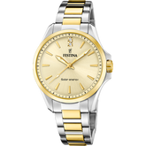 Festina energia solar f20655/3 champagne aço inoxidável 316l, mulher