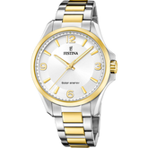 Festina energia solar f20657/1 prata aço inoxidável 316l, homem