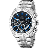 Relógio festina timeless chronograph f20668/6 preto pulsera de 316l de aço inoxidável, homem