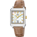 Relógio festina f20682/4 bege pulsera de couro, mulher