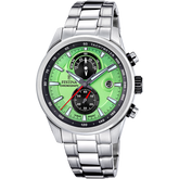 Relógio Festina Timeless Chronograph F20694/3 Verde Bracelete de Aço Inoxidável 316L, Homem